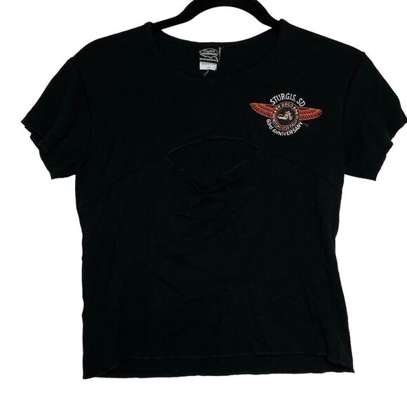 2003 Vtg Sturgis chest cut out Woman’s Harley Davidson T-shirt size L made in US - Picture 3 of 15